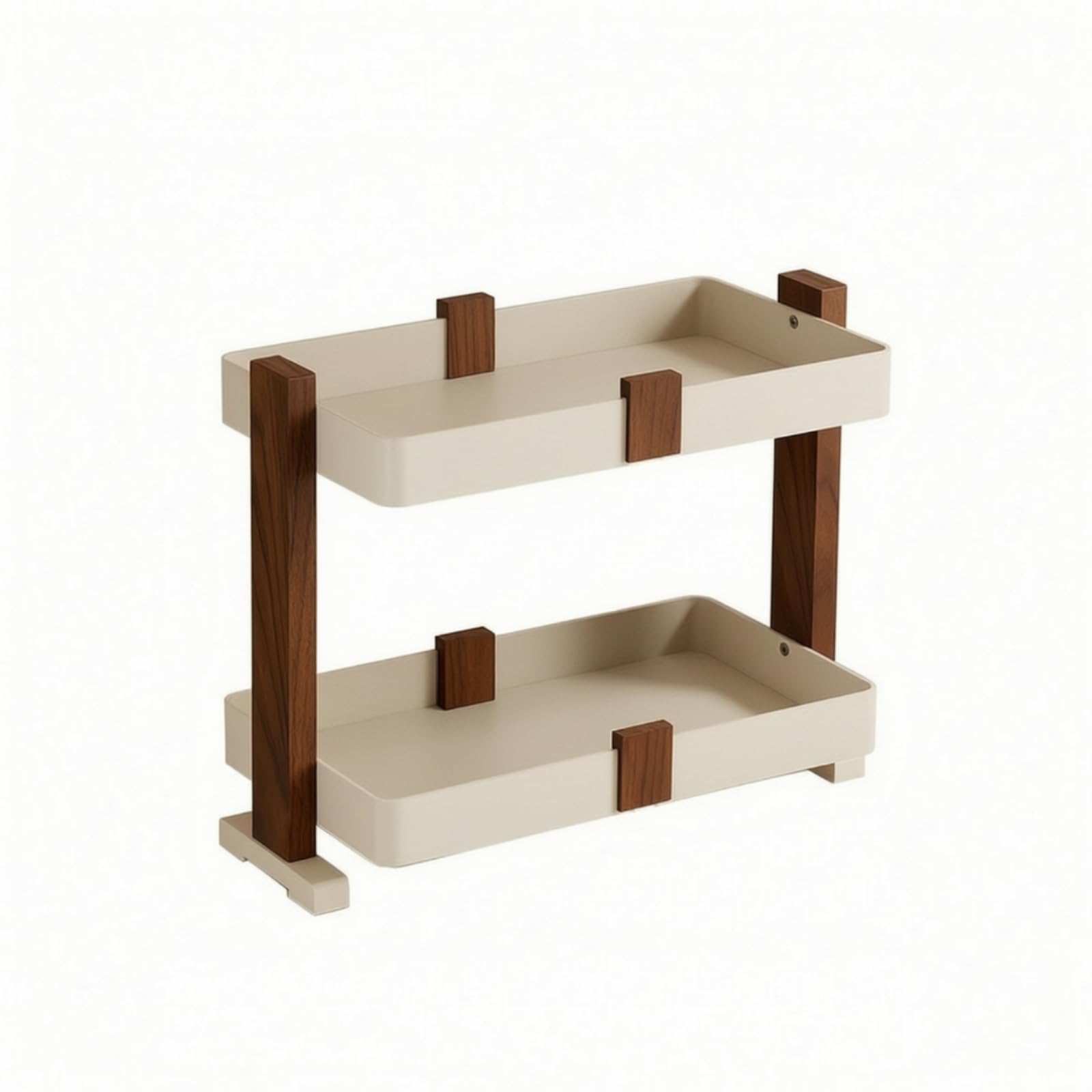 KESOTO Portaspezie a Due Ripiani Stabile | Scaffale Portacontenitori con Vassoi in Metallo, Compatto, Portaspezie da Appoggio, per Appartamento, Beige Crema