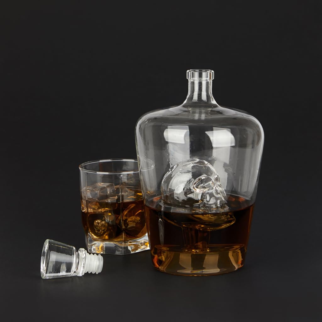 Balvi - décanteur à Whisky Poison. Bouteille à Liqueur d'1 Litre. Contient Une tête de Mort à l'intér