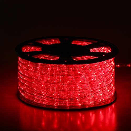 Buyagn 100Ft LED Rope Lights, Cuttable & Connectable LED Strip Lights Outdoor Waterproof Decorative Lighting for Indoor/Outdoor,Eaves,Backyards Garden,Party and Christmas Decorations(Red)