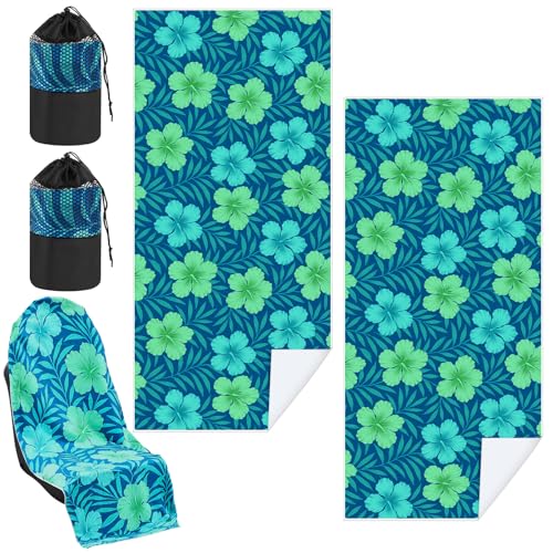Image of Hahafelt 2 Pack Car Seat Towel Cover with Storage Bag, Floral Hibiscus | 63 x 32 in Car Towel Seat Cover Non Slip Waterproof, Gym Workout Swimming Running, Machine Washable Sweat Absorbent Protector