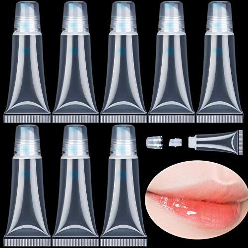 Demason 40 Stücke Klare Rohre Leere Lipgloss Behälter Tuben Leere Nachfüllbare Transparente Plastikflaschen Mini Container für DIY Lipgloss, Körperlotion Kosmetik Probe Shampoo (8 ml) Cover