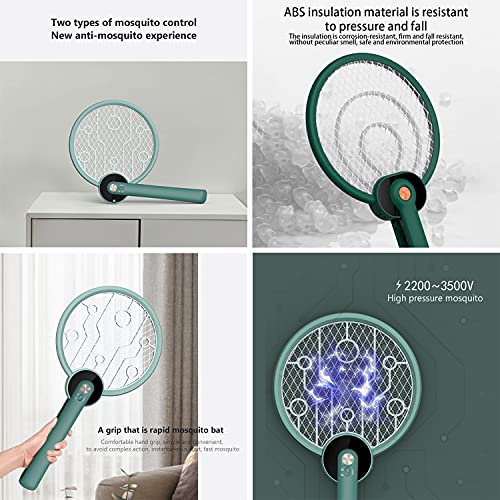 Draaien En Vouwen Elektrische Vliegenmepper, Oplaadbare Muggen Racket, Met Mosquito Control Lamp, 3-laags Touch Mesh… - Image 7