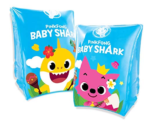 Lemmings company Baby Shark Arm Ring Kids Floaties for Pool, Arm Floaties, Swim Arm Bands (33 lbs ~ 55 lbs) Blue