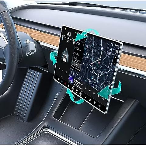 EYSENC Screen Tilt Swivel Mount for Tesla Model 3 2017-2023 and Tesla Model Y 2020-2023 Four Direction Rotation Adjustment Center Console Screen Rotating Holder Aluminium Alloy Navigation Bracket Cover