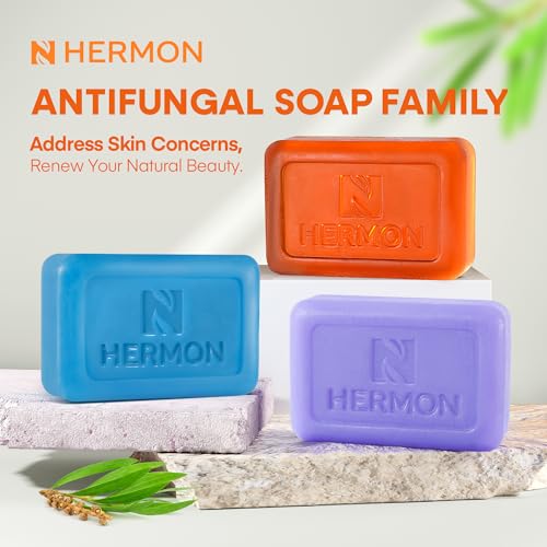 Image of Hermon Antifungal Soap with Persimmon Extract: Antifungal Treatment for Ringworm, Jock Itch, & Athlete's Foot - Persimmon Soap for Odor-Control