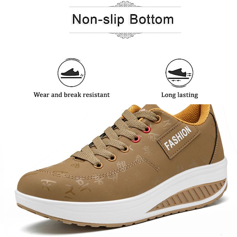 Women's Low Top Casual Walking Platform Wedge Sneakers Stylish Lightweight Sport Shoes Slip on Fashion Comfortable Running Shoes2