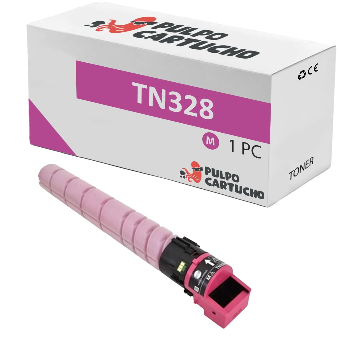 Pulpo Cartucho - Toner Genérico TN328 Magenta Compatible con Konica Minolta AAV8350 / TN-328M - Valido para Impresoras Bizhub C250i, Bizhub C300i, Bizhub C360i, Bizhub C7130i