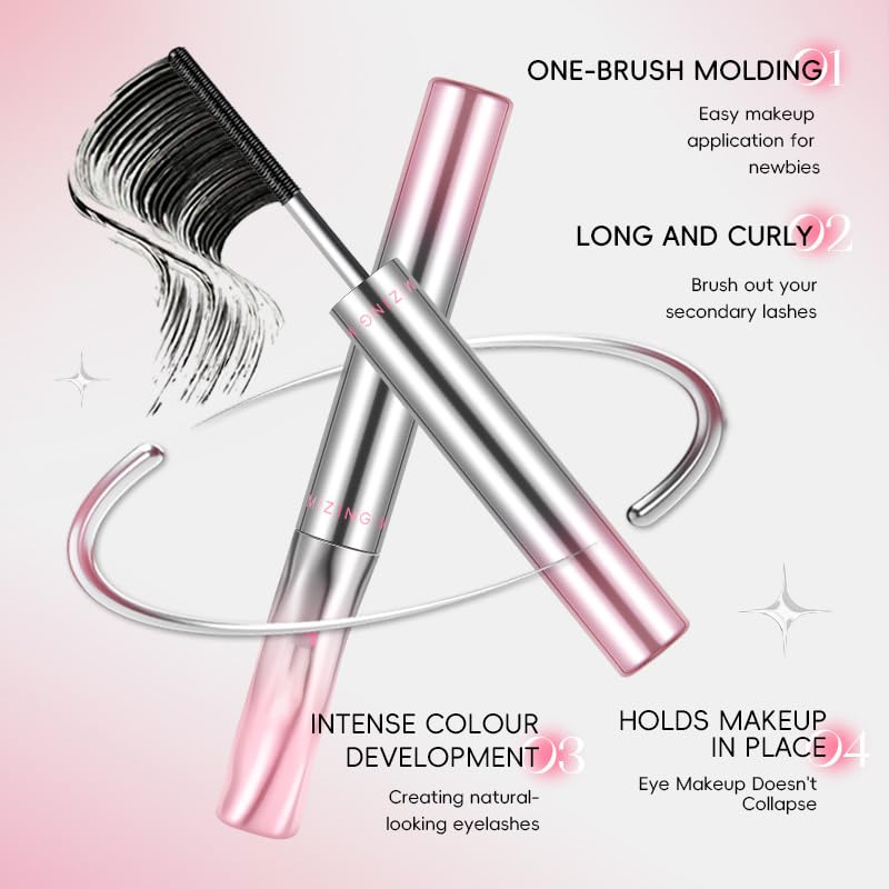 Image of Iron Wand Mascara, Brown Washable Mascara - Volumizing, Lengthening & Curling with Metal Wand | Smudge-Proof, Flake-Free, Clump-Free(Brown)