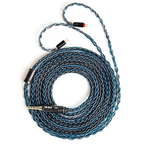 keephifi KBEAR ST12 Plus 2Meters Blue Black IEM Cable 3.5MM 2PIN Type, 8-Strand 4N OFC Silver-Plated Upgraded Cable for KZ AS10 ZST ES4 ES3 BA10, CCZ CRA C10, TRN V80 V20