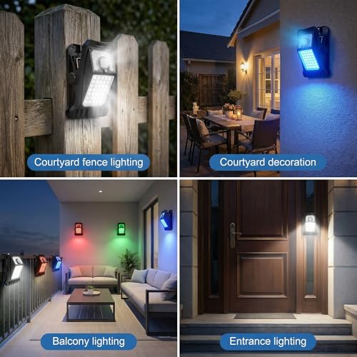 Luces solares para jardín con clip grande y control remoto de valla 6
