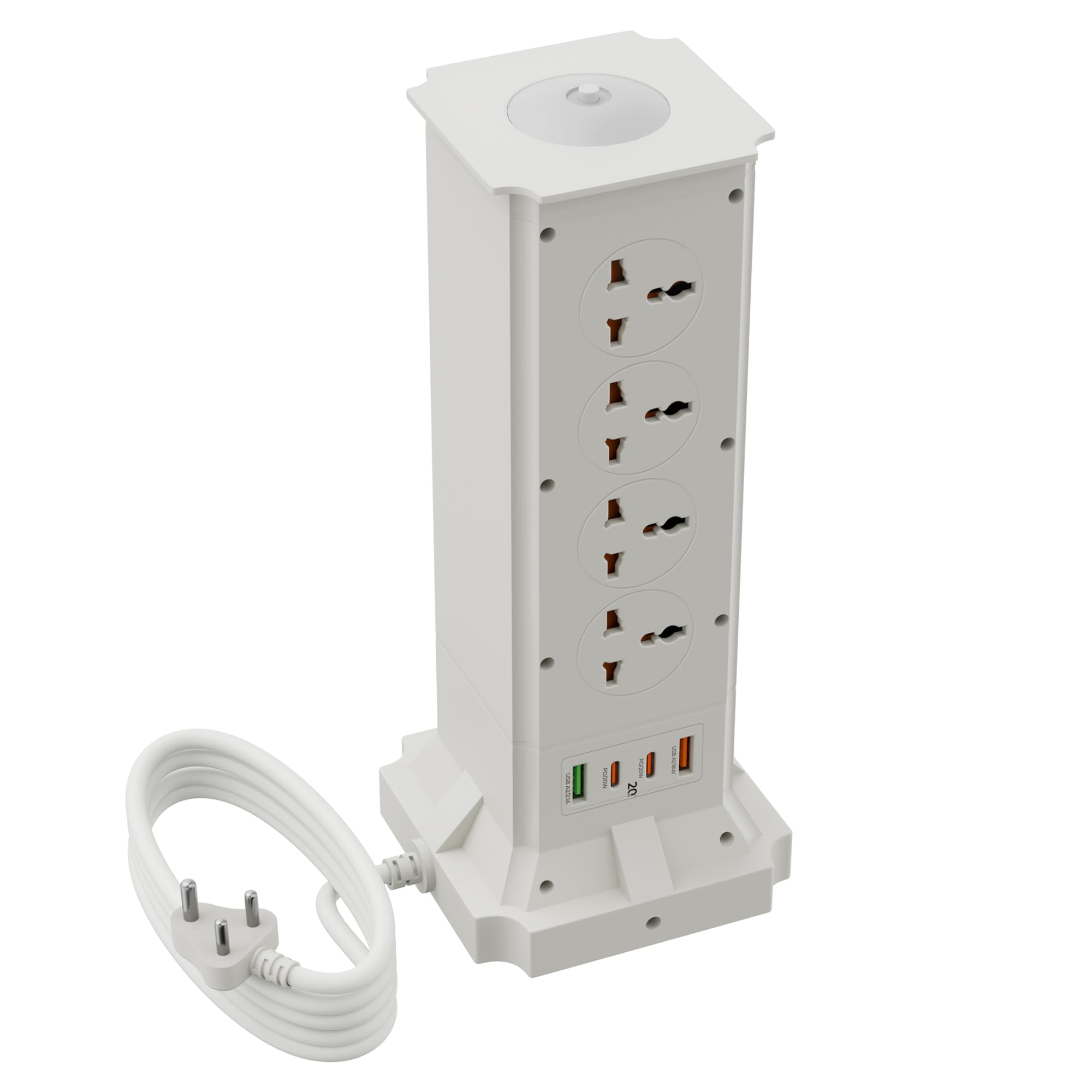 Zebronics Multi-Plug Power Extension, 2500W Max, 8 Universal Sockets, 3M Cable, 20W Type-C PD, 18W USB Fast Charging, Dual Type-C & USB-A Output, Overload Protection, Ambient Light (Power Block 483)-image-5