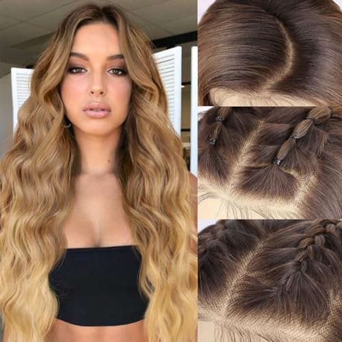 SUKRI 13X4 Ombre Brown Lace Front Wig with Highlight Synthetic