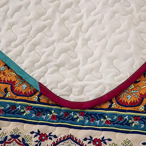 Bohemian Quilt Set King, Boho Striped Pattern Printed Bedding Quilt Coverlet Set, Lightweight Microfiber Bedspread Set for All Seasons (3 Pieces, Colorful) - Thumbnail 6