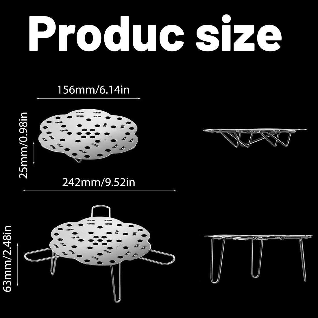 1 Pieza Rejilla Vapor De Acero Inoxidable,Soporte De Cocina Parrilla De Vapor,Adecuado Para Una Amplia Gama De Ollas y Sartenes,Fácil De Cocinar Varios Alimentos En La Sartén