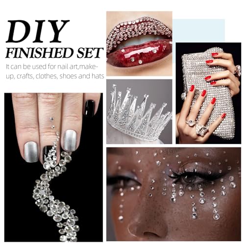 Image of Crystal Clear Flatback Rhinestones SS4 (1.5-1.7mm), 2880pcs Glass Nail Gems, Non Hotfix Rhinestones for Nails, Crafts, Clothing, DIY Bling Decorations