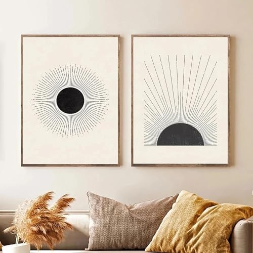 Art mural moderne illustration du soleil 60x90 cm affiche sur toile sans cadre