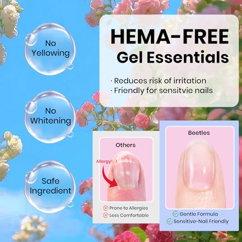 Image of Beetles 64Pcs Gel Nail Kit with U V Light and Nail Tips -25 Color HEMA-FREE Gel Polish Set Sunday Garden Pink Nude Blue Green Brown Nails Kit with Everything Salon Manicure Tool Gifts for Girls Women