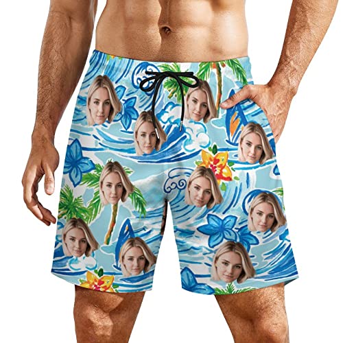 Custom Mens Swim Trunks Customized Design Your Own Short Personalized Board Short Beach Surf Swimsuits Photo Face Pet M2