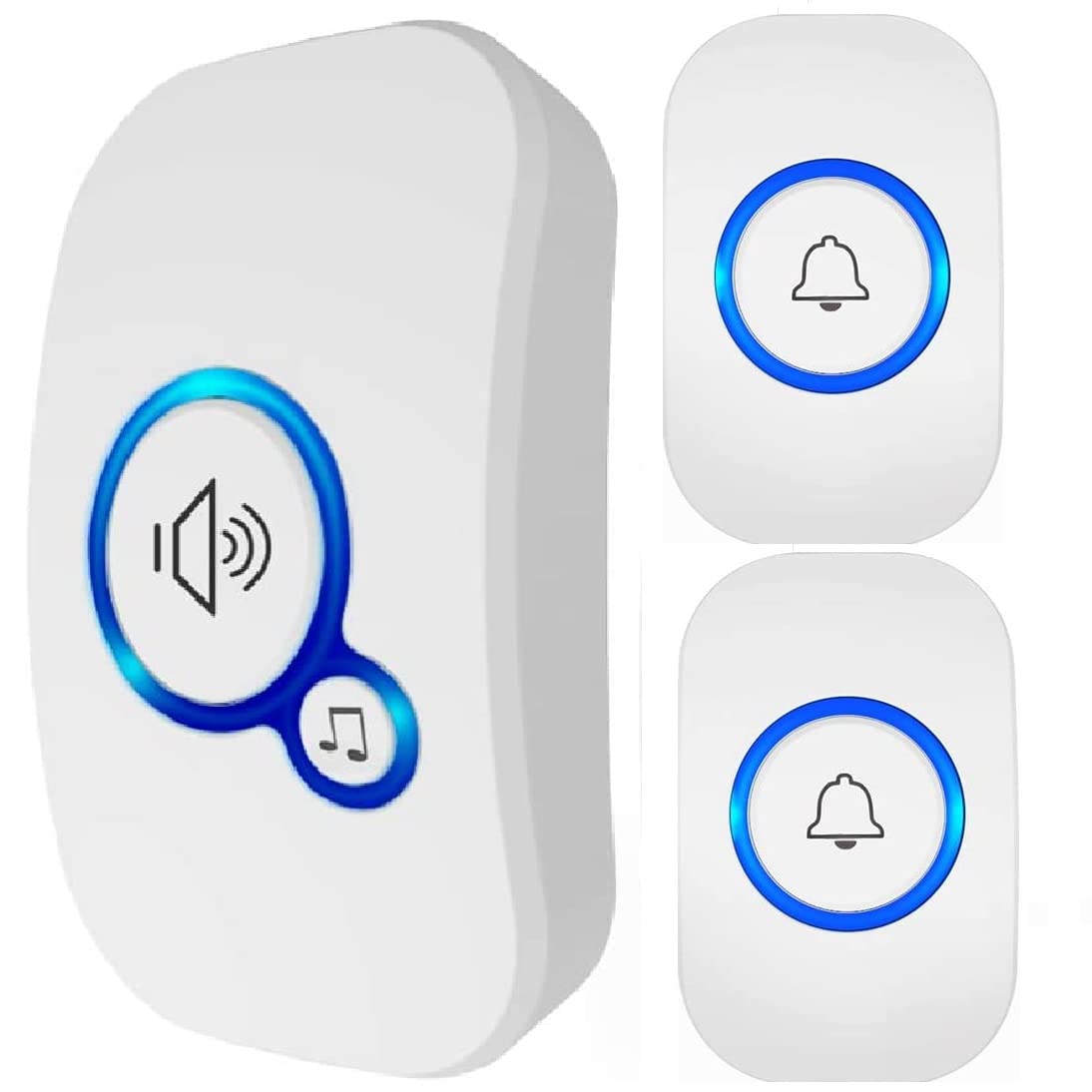 MitiFy Wireless Doorbell Door Bell Chime Kit with LED Light for Offices, Doctors, Hospitals, and Religious - Operating at 500-feet Range with 32 Chimes (2 Transmitter & 1 Receiver)