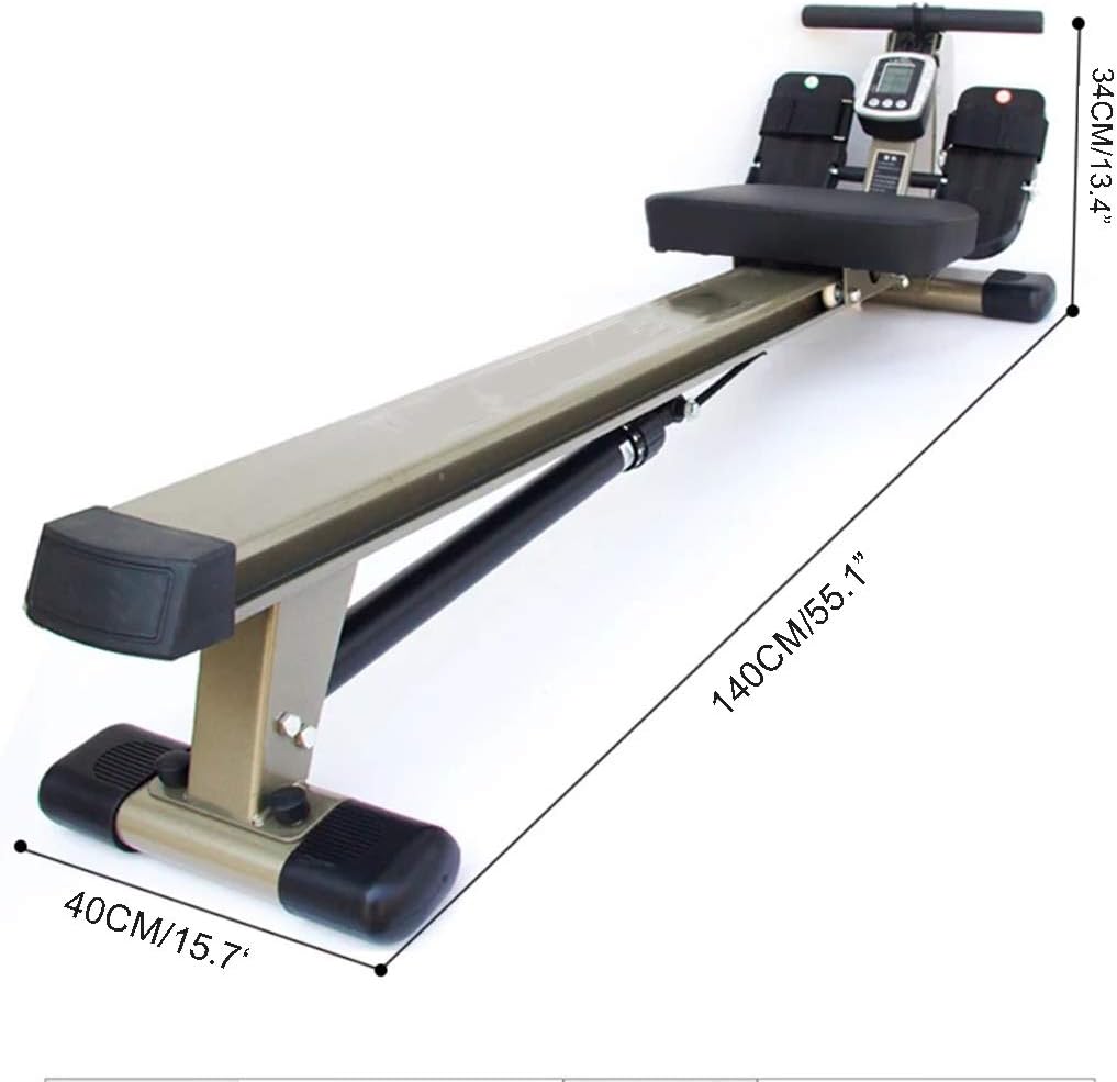 Foldable Trac Glider Rowing Machine Workout Equipment 12 Resistance Setting with LCD Display 440 LB Weight Capacity for Home Gym