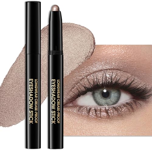 Erinde Matita Ombretto Glitter Champagne, Stick Ombretto Glitter Impermeabile e a Lunga Durata, Matita Eyeliner Crema Shimmer, Penna Trucco Occhi Metallic Shimmer #09 Champagne Shimmer