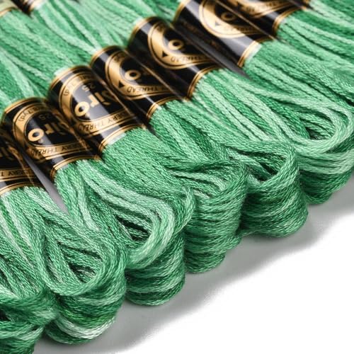 Image of FASHEWELRY 10 Skeins Embroidery Floss Friendship Bracelet String Threads 6-Ply 0.5mm Sea Green Cross Stitch Embroidery Thread for Sewing Bracelet Making Stitching Crafts