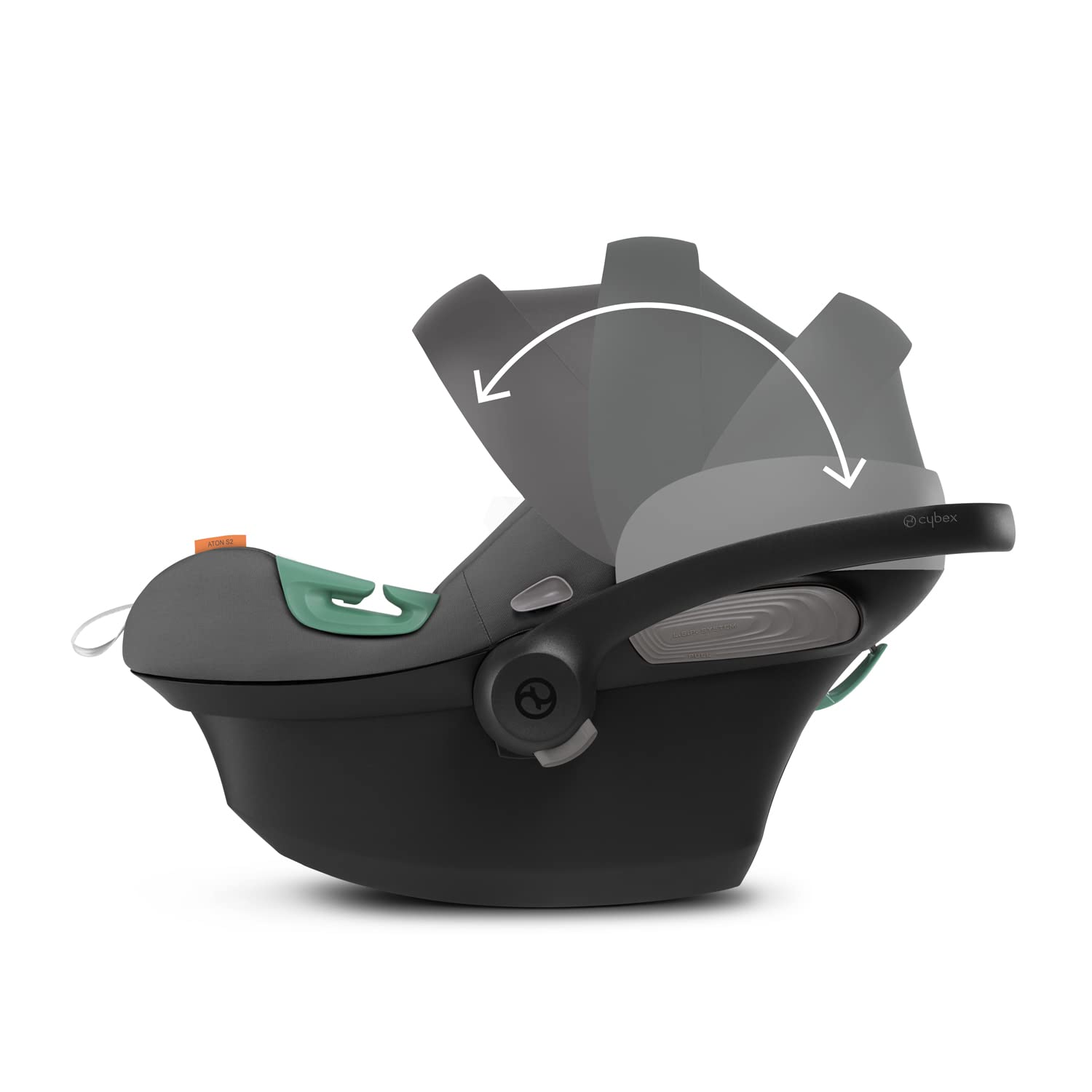 CYBEX Gold Coque Aton S2 i-Size, De la naissance à environ 24 mois, Max. 13 kg, Coussin Réducteur pour Nouveau-né inclus, Compatible SensorSafe, Lava Grey