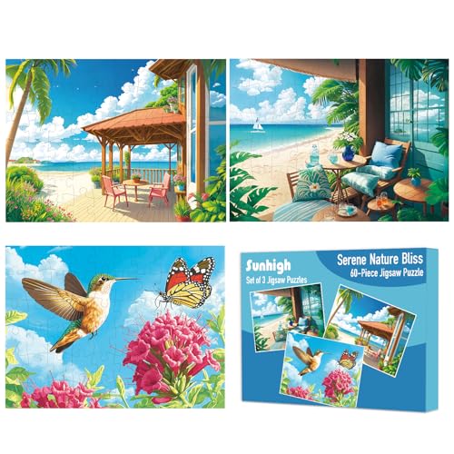 Sunhigh Dementia Puzzles for Elderly, Set of 3-60 Piece Jigs...