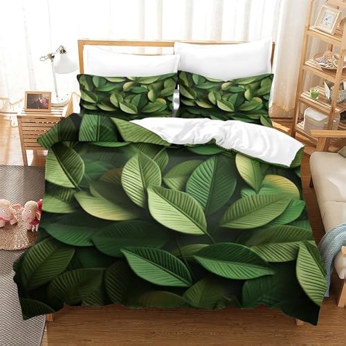 Housses de couettes feuilles 3D King en microfibre premium - 3