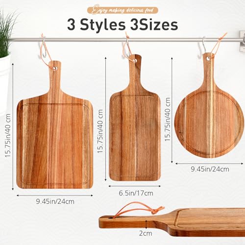 Set 3 Pcs Tabla de Cortar de Madera Acacia con Mango miniatura 2