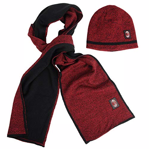 Maglia Ac Milan Set 2 Pezzi, Cappello Cuffia Reversibile e Sciarpa Prodotto Ufficiale