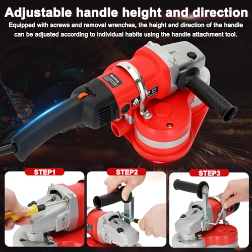 Electric Diamond Polisher Machine, 3800W Concrete Surface Grinder with 4 Types (12Pcs) Grinding Wheels, 6 Speed Control & Dust Extraction Shroud for Stone/Concrete/Marble/Granite Surface Polisher - Image 4