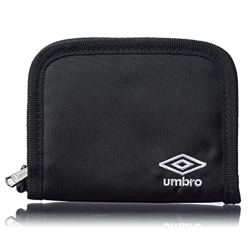 Umbro Carteira de nylon fina minimalista com zíper e zíper para homens, crianças, Preto, Minimalista