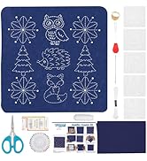 FREEBLOSS 35-Piece Sashiko Embroidery Starter Kit - Includes PET Stencils, Thread, Needles, Finger Guards & Thimble For Hand Sewing & Quilting