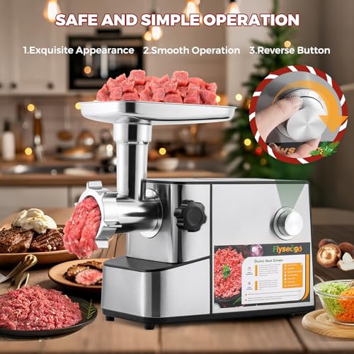 Flyseago Meat Electric Grinder 3200W High Capacity Commercial Heavy Duty Electric Grinder for Use and Commercial Use