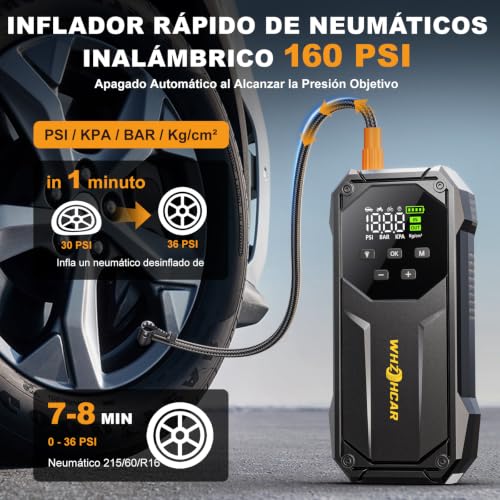 Arrancador de coches 9000A con compresor de aire de 160PSI y linterna LED 6