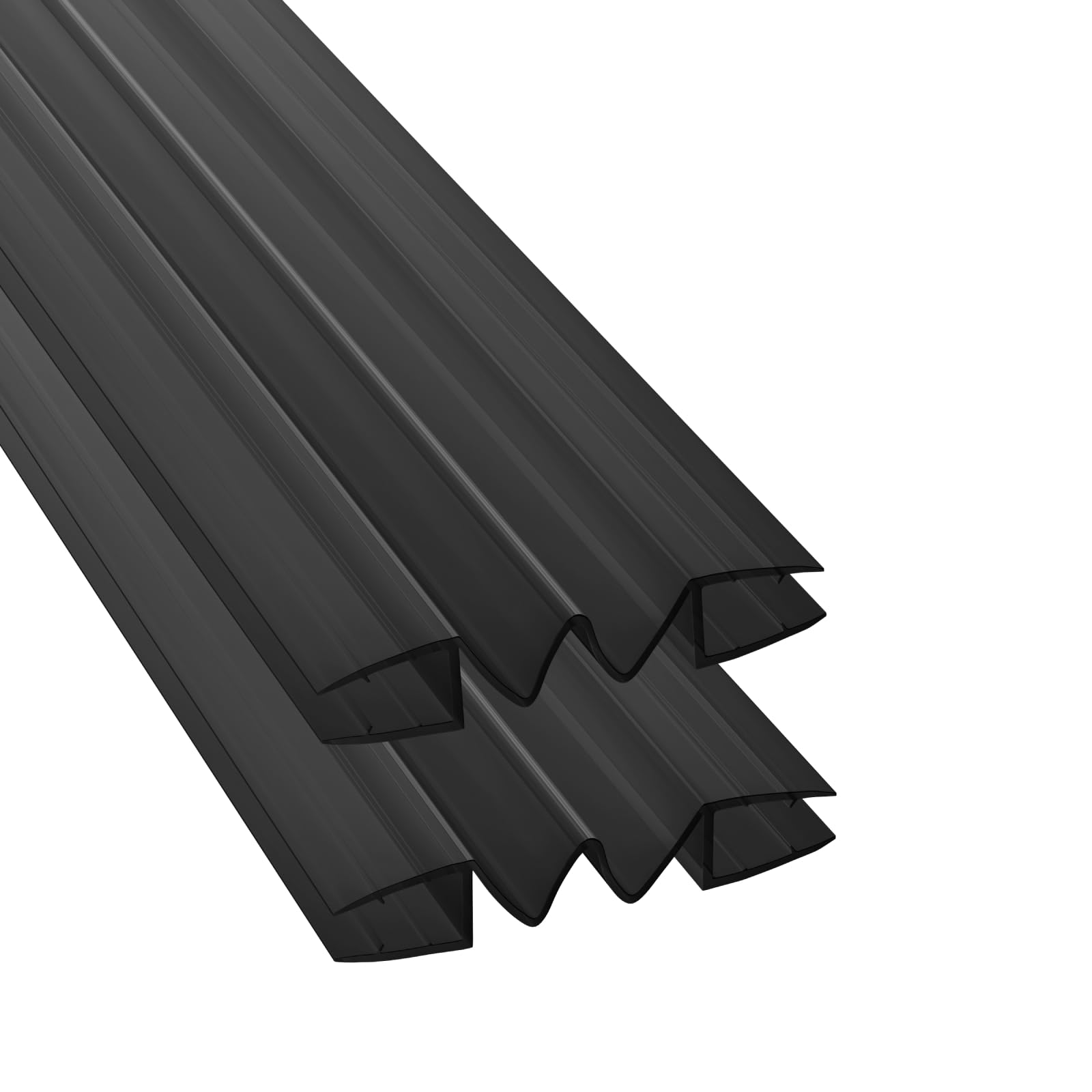 WITEN&NOCK Lot de 2 joints de douche, 200 cm, noirs, de rechange, dépliables, pour connexion de verre à verre, joint de porte de douche, joint droit, épaisseur du verre de 5 à 6 mm