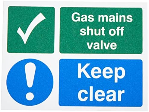 Seco Gas Mains Shut Off Valve Sign, 100mm x 75mm - 1mm Semi Rigid Plastic