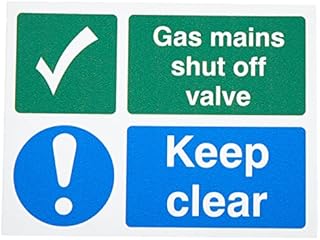 Seco Gas Mains Shut Off Valve Sign, 100mm x 75mm - 1mm Semi Rigid Plastic