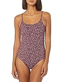 Amazon Essentials Bañador Entero con Tirantes Finos Mujer, Rojo Ladrillo Leopardo, 44