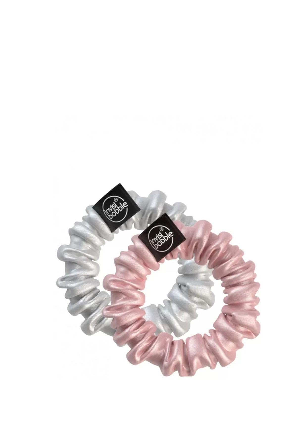 invisibobble Sprunchie Rosa Chrome I 2x Stoff Haargummis Rosa Silber für Mädchen & Damen I kein verknoten, starker Halt, haarschonend I Scrunchie Haargummi designed im Herzen Münchens