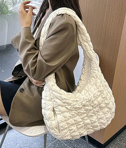 Women Quilted Tote Bag Large Capacity Crossbody Puffer Lightweight Padding Shoulder Bag Hobo Satchel Handbag Zip Purse4