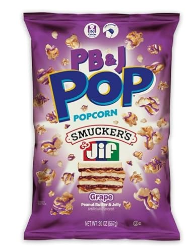 PB&J Pop Popcorn, Grape Peanut Butter and Jelly Flavored, 20 oz 1 Bag