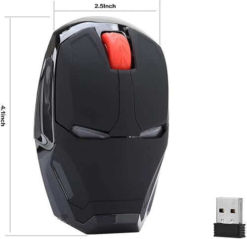 Miniatura 6 de Iron Man Mouse inalámbrico 2.4G Computadora móvil portátil Clic Ratones ópticos silenciosos con receptor USB para computadora portátil, portátil,