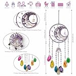 Agate Gem Large Dream Catchers, 7 Chakra Tree of Life Dream Catchers Wall Decor, Natural Agate Slice Crystal Wind Chime for Home Garden Suncatchers Decor, Adults Boys Girls Bless Gifts (Purple Moon) - Image 2