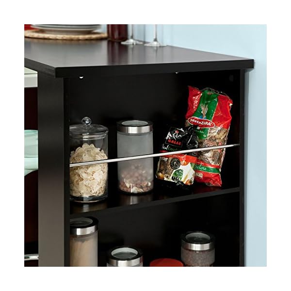SoBuy® Kitchen Breakfast Bar Table Dining Table Coffee Table with 3 Tier Storage Rack, Black FWT17-SCH - Image 8