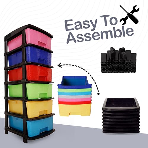 Image of Plastic Modular Drawer Storage Chest Of Drawers Organizer Storage Box, Large Stomo Racks For Multipurpose Anti-slip Shoes Organizers (Multi, 6 Layer)