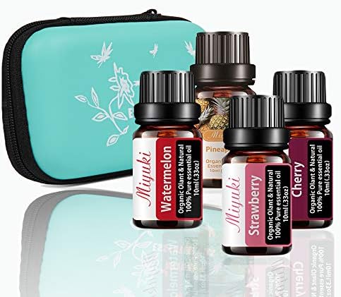 Essential Oil Gift Sets for Diffuser,Cleaning,Home,Bedroom,SPA,Massage,Aromat,Perfumes,Humidifier,Skin,Soap,Candles with Strawberry, Watermelon, Pineapple,Cherry Oil 4 Pack 10ml