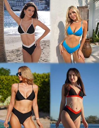 AI'MAGE Womens Sexy Triangle Bikini Set High Cut Bathing Suits Color Block Two Piece Swimsuit 20254