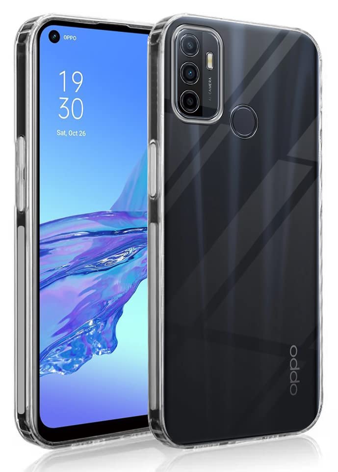 Image of Jkobi Back Cover Case for Oppo A32 (Silicone Crystal Clear | Pure Camera Protection | Soft and Flexible for Charger and Headphone sockets | Shockproof Bumpers | Transparent)